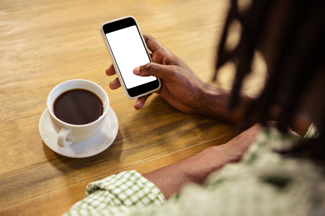 Transparent Screen on Smartphone in Casual Coffee Shop Environment - Download Free Stock Images Pikwizard.com