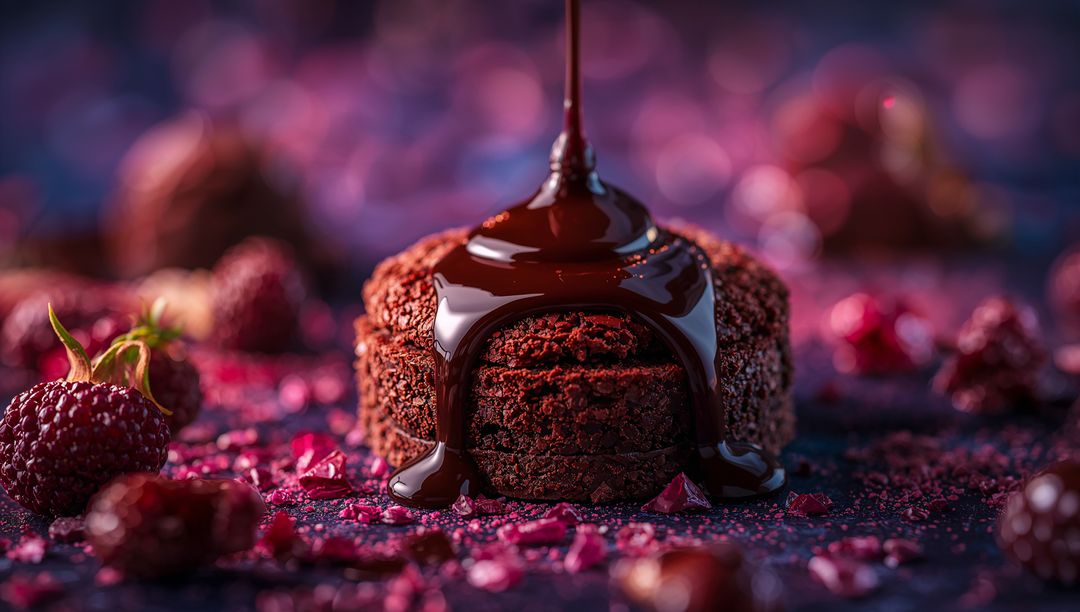 Decadent Chocolate Brownie with Raspberry Garnish