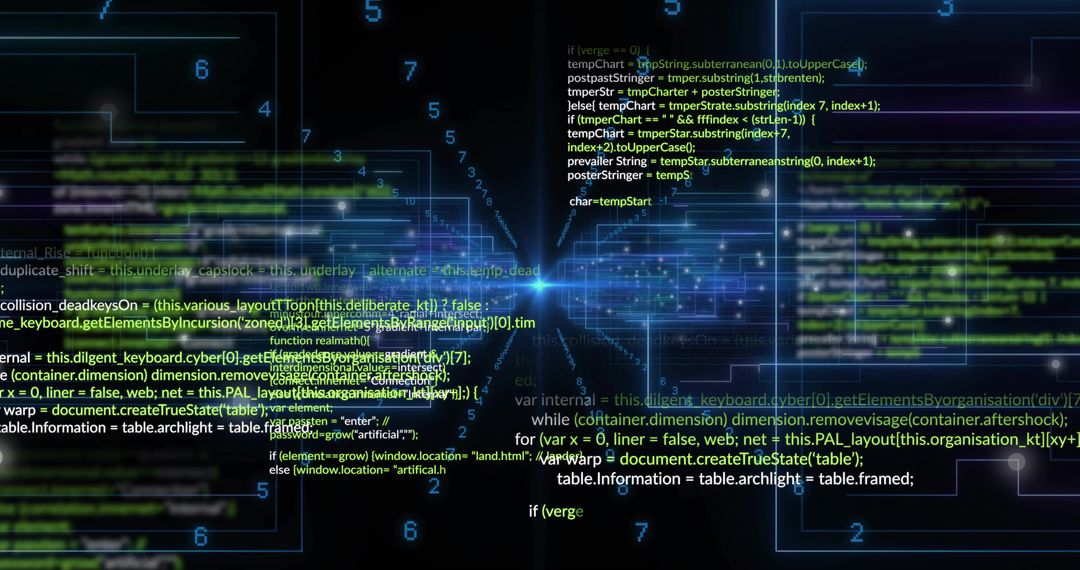 Neon Code Stream Across Cyber Network with Glowing Nodes and Holographic Dataflow Grid