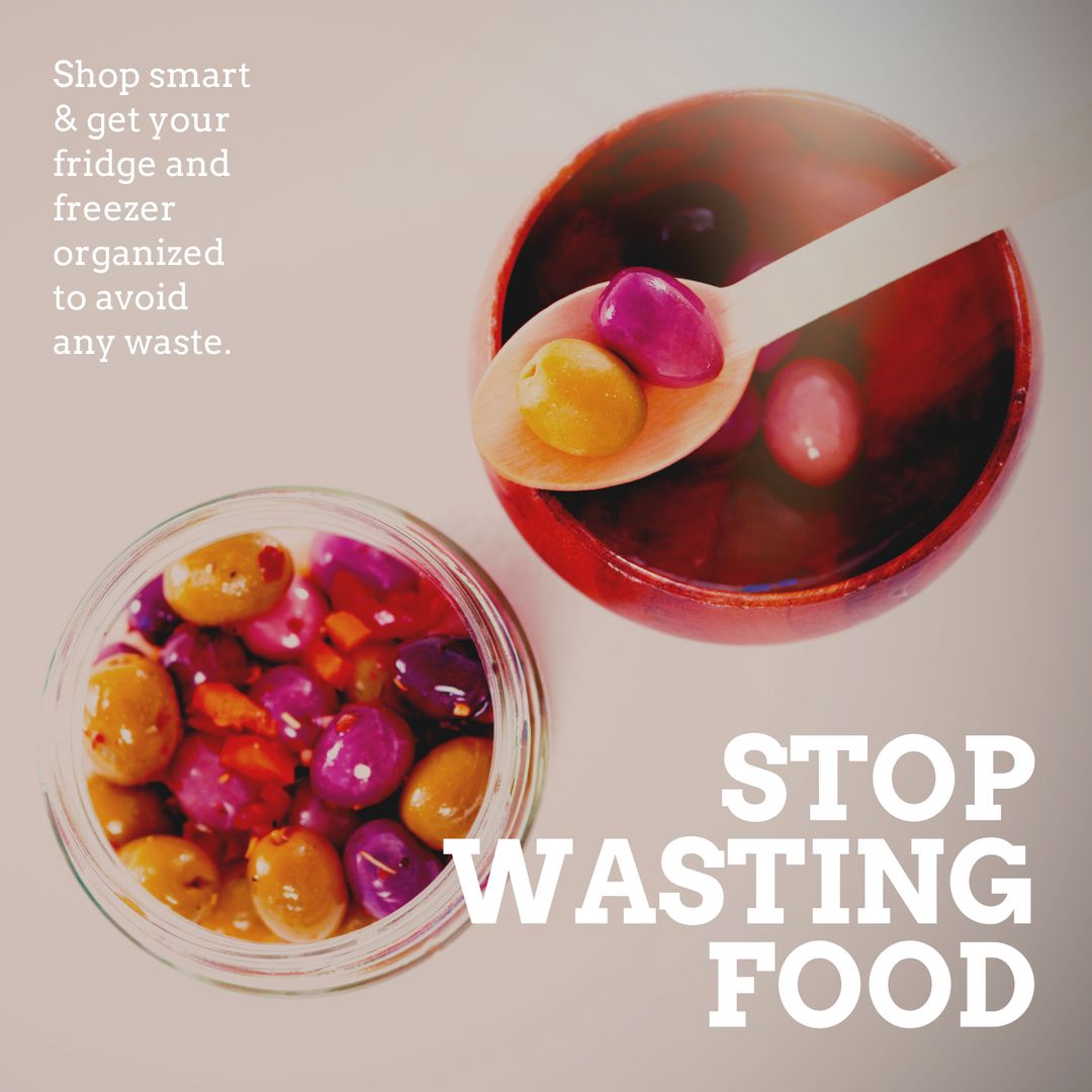 Colorful Olives with Anti Food Waste Message