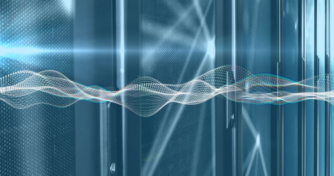 Digital Wave Over Data Servers in Futuristic Technology Concept