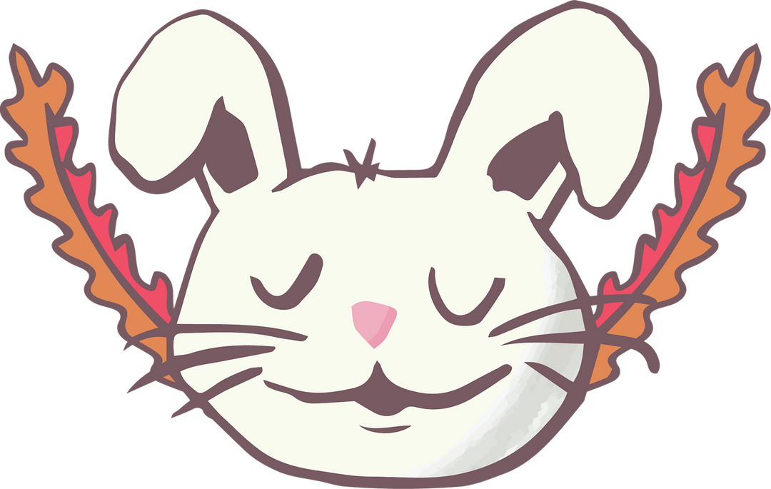 Smiley Bunny with Leaves Closing Eyes on Transparent Background - Download Free Stock Images Pikwizard.com