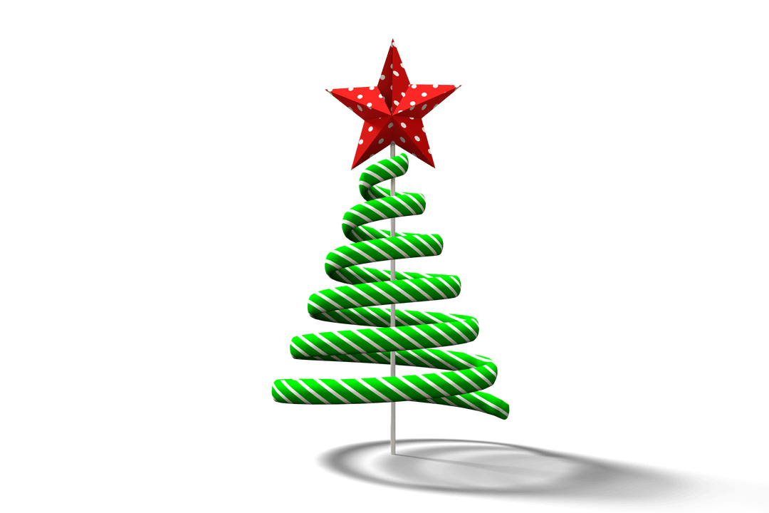 Transparent Spiral Christmas Tree with Red Star Topper