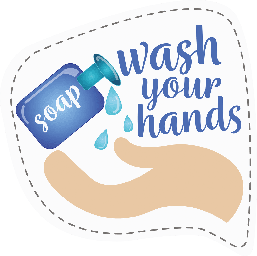 Soap and Handwashing Hygiene Text on Transparent Background