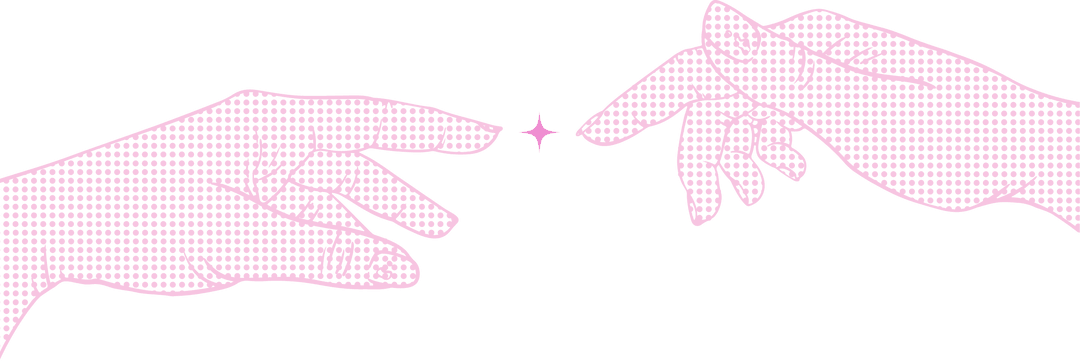 Pink Halftone Hands Reaching Toward Star on Transparent Background