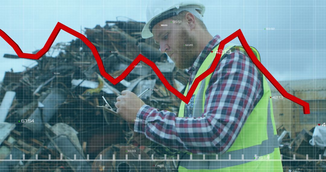 Male Worker Analyzing Statistical Data at Scrap Metal Yard - Free Images, Stock Photos and Pictures on Pikwizard.com