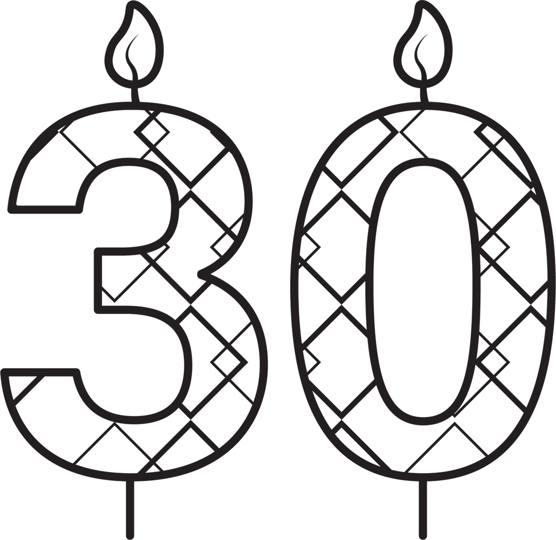 Transparent Vector of Patterned 30th Birthday Candle Clipart - Download Free Stock Images Pikwizard.com