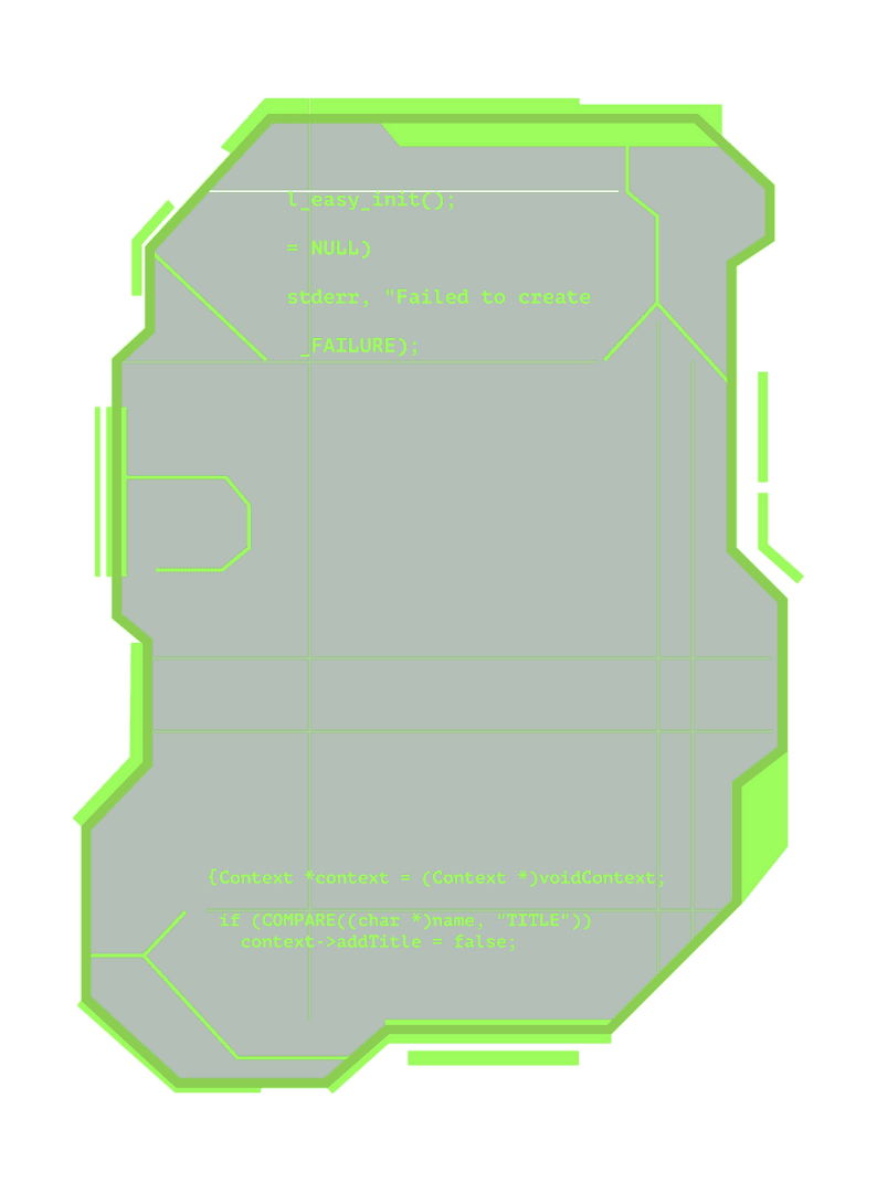 Futuristic Transparent HUD Interface with Neon Code Display