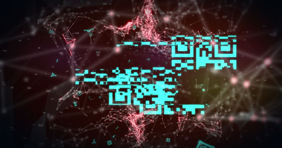 QR Code and Glowing Network Background Online Security Concept