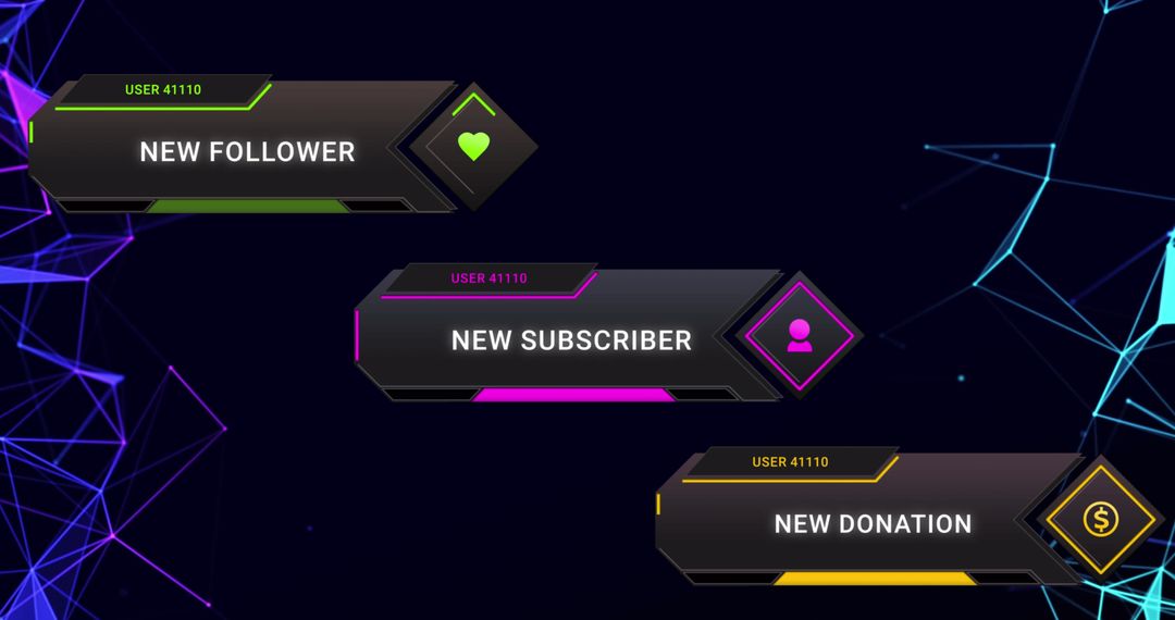 Colorful Social Media Notifications on Futuristic Interface