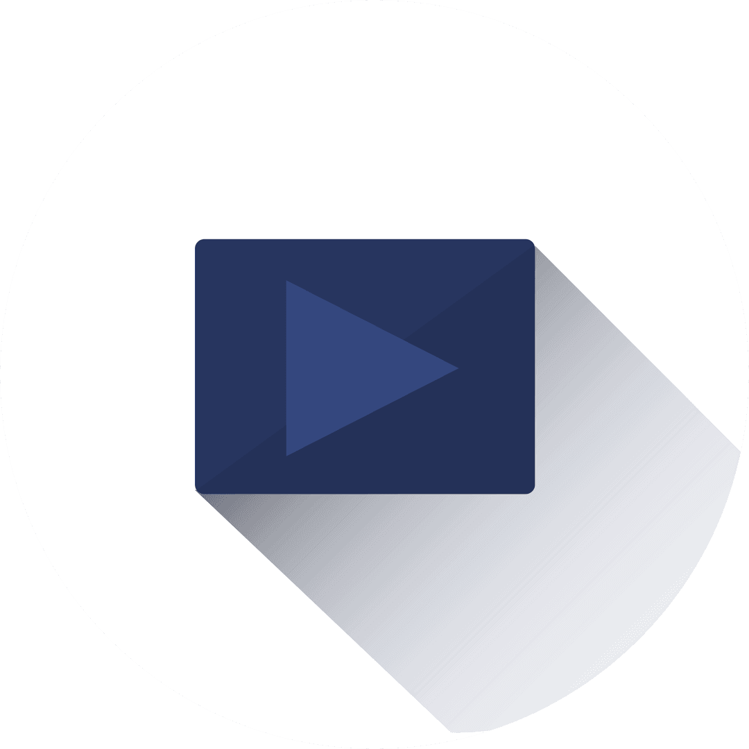 Transparent Blue Play Button Icon on White Circular Background