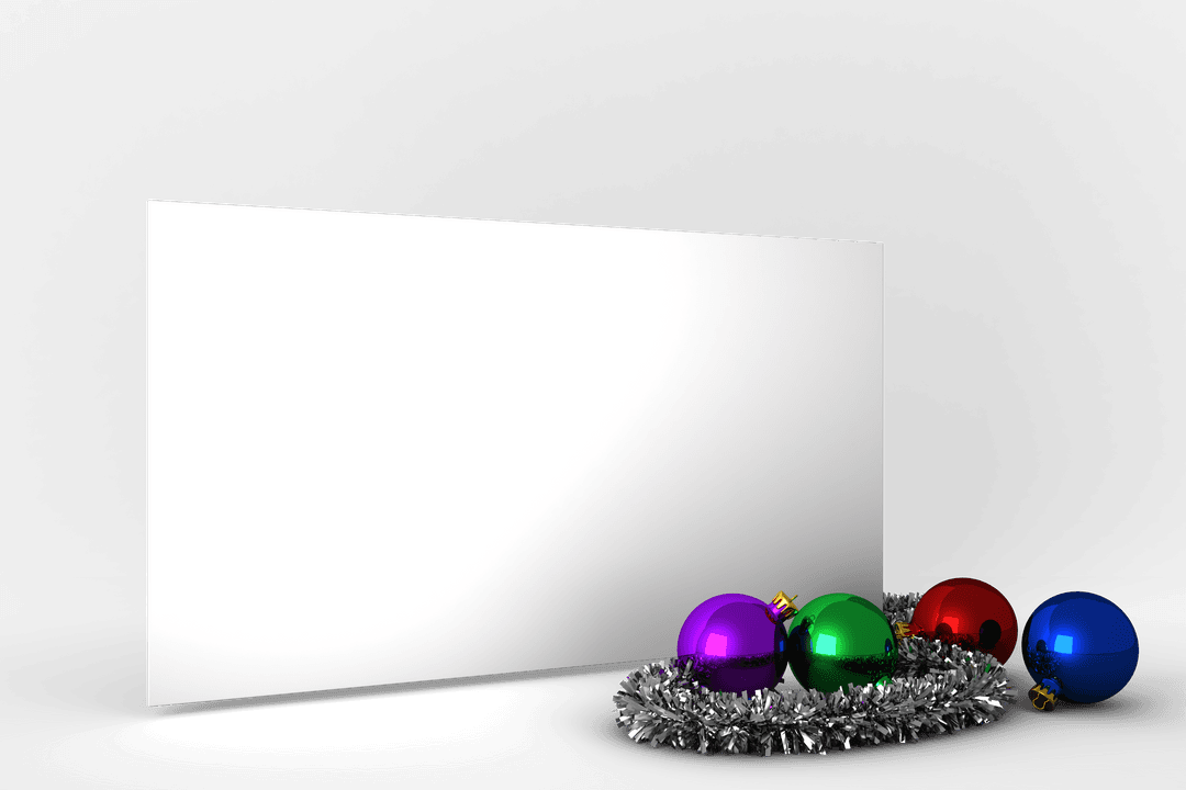 Christmas Decorations and Blank Sign on Transparent Background