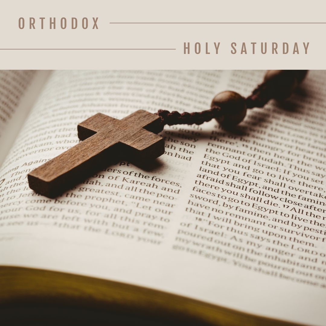 Orthodox Holy Saturday Concept with Holy Bible and Rosary Cross - Download Free Stock Templates Pikwizard.com