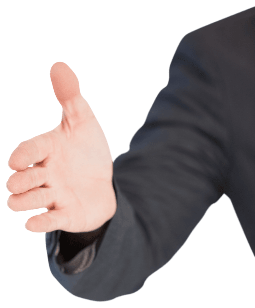 Transparent Businessman Extending Arm for Handshake Gesture