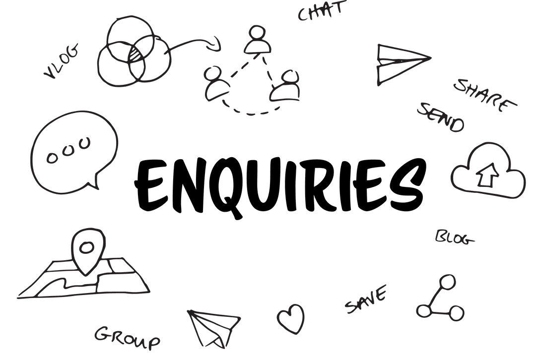 Enquiries Concept with Communication Icons on Transparent Background