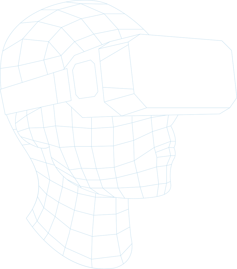 3D Wireframe Headwears Futuristic VR Headset Transparent Background
