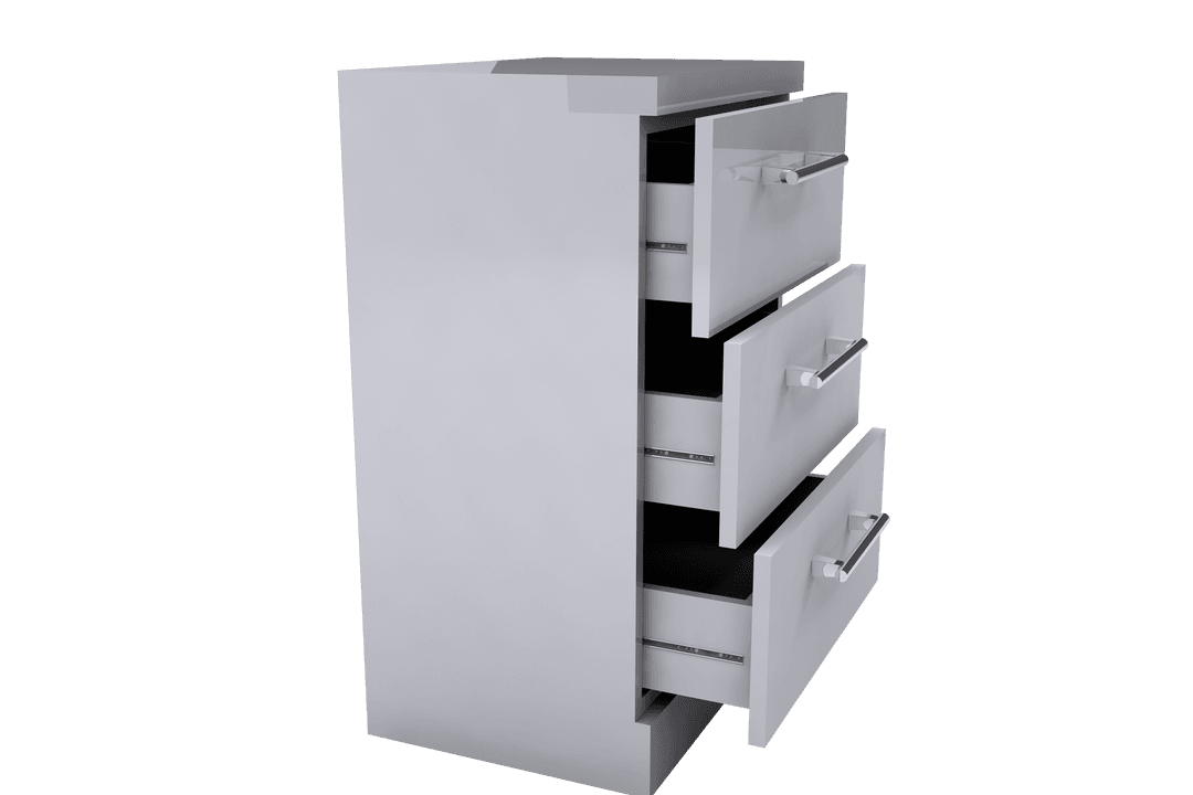 Transparent Filing Cabinet Illustration with Open Drawers