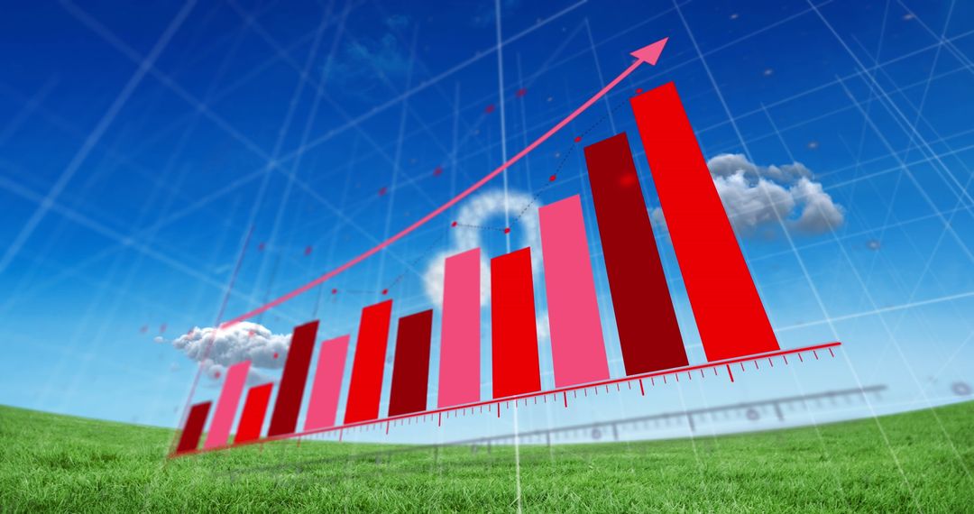 Rising Graph over Green Field Illustrates Business Growth