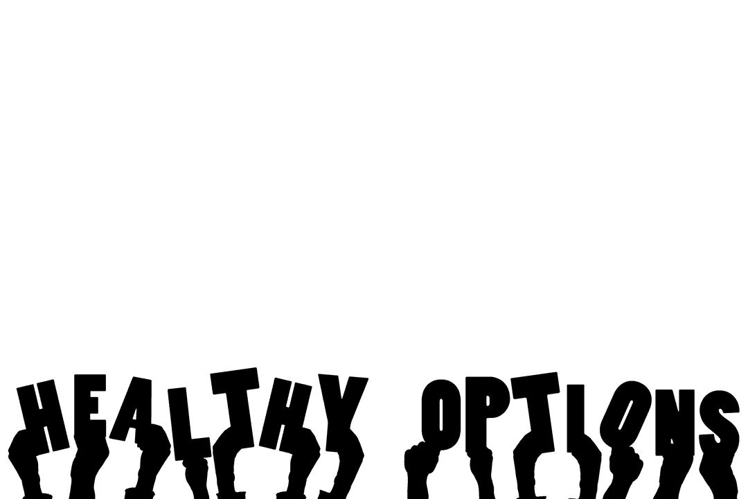 Transparent Hands Holding Healthy Options Text Illustration