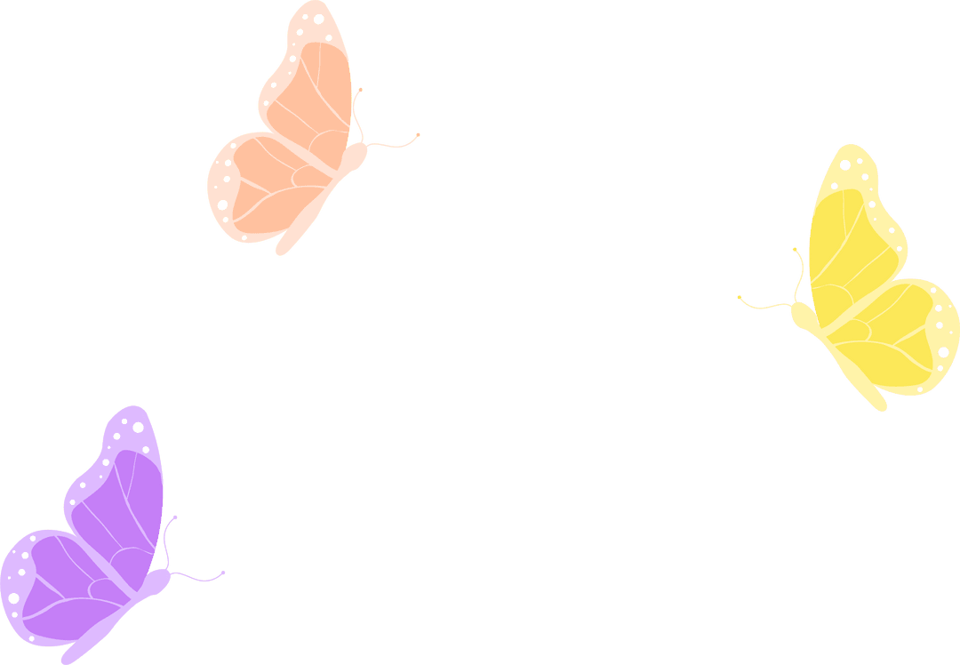 Pastel Butterflies Fluttering in Transparent Minimal Flat Design