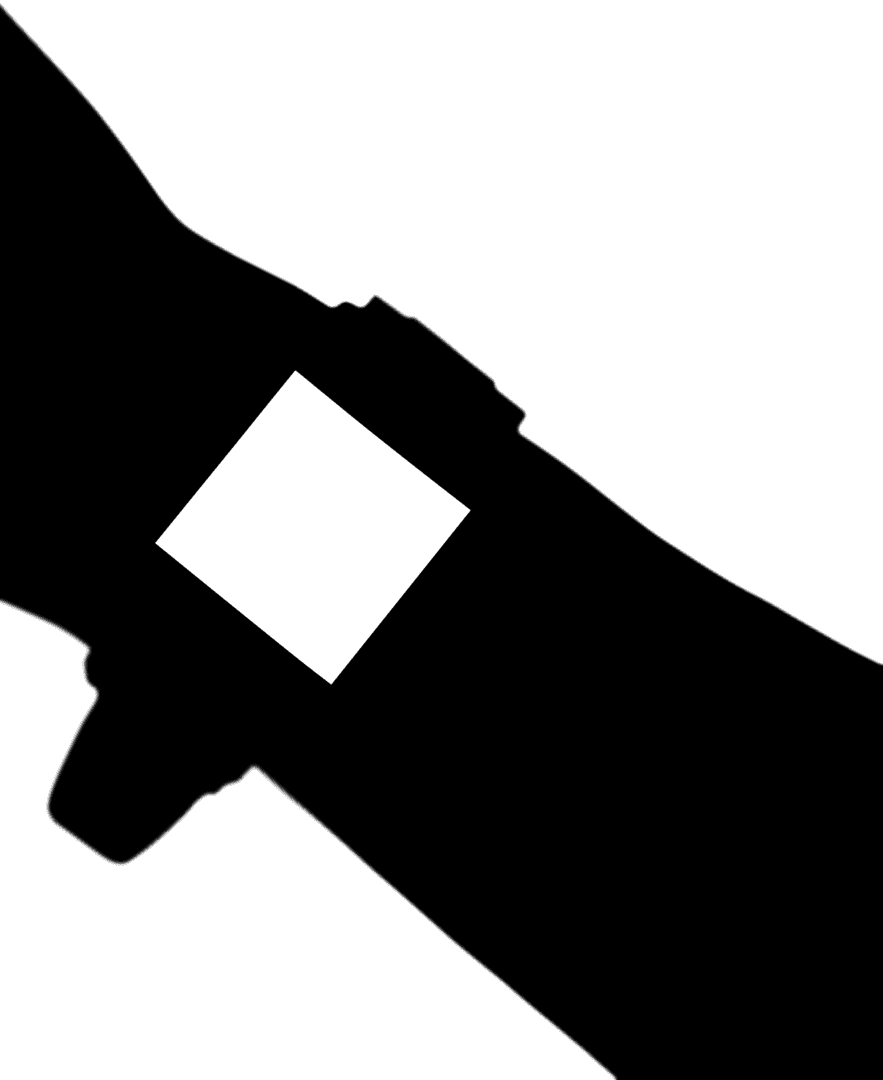 Arm Silhouette with Smartwatch on Transparent Background