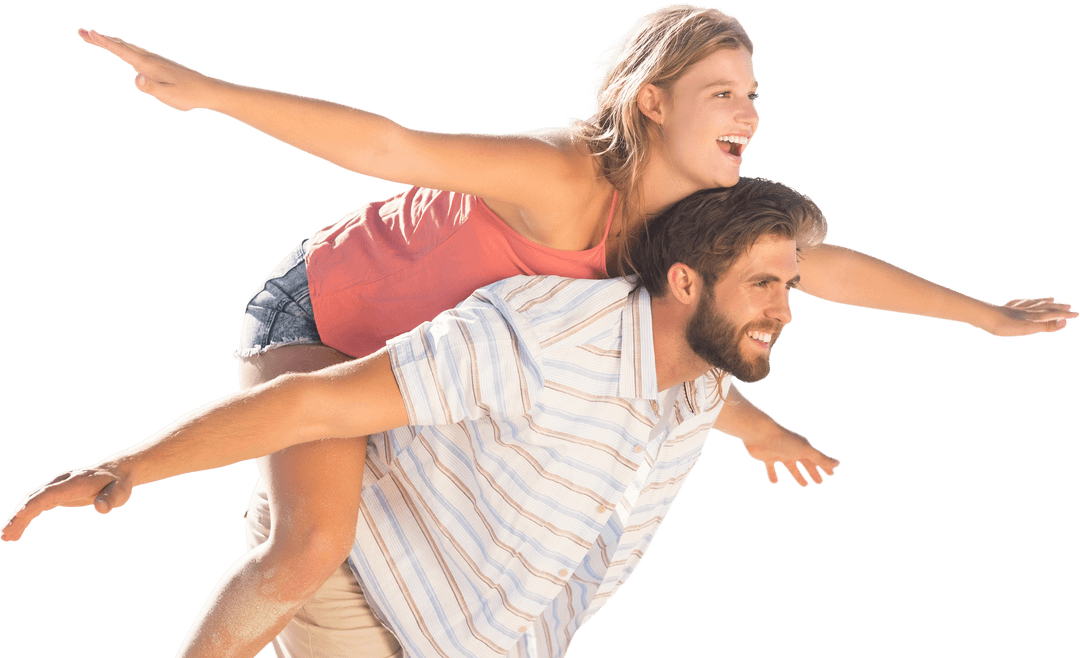 Happy Couple Enjoying Fun on Transparent Background