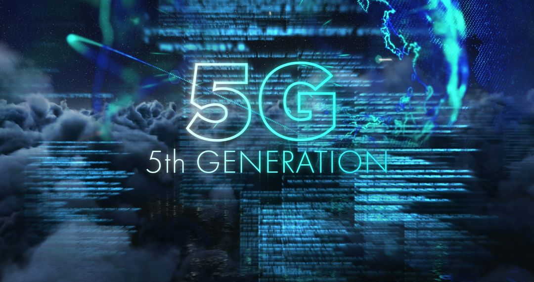 5G Technology Concept with Digital Interface and Spinning Globe