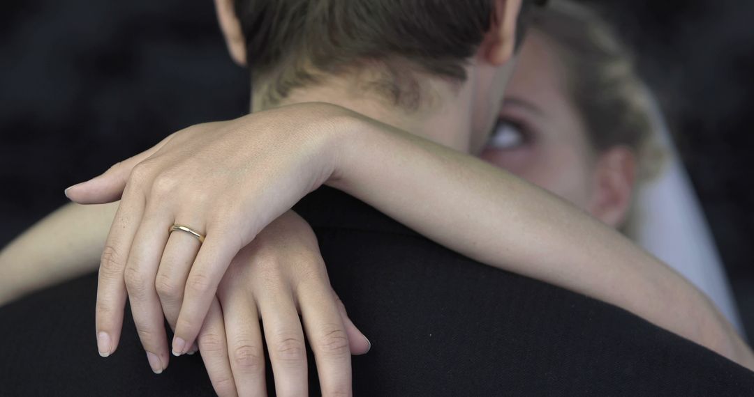 Newlywed Couple Embracing in Romantic Close-up Moment - Free Images, Stock Photos and Pictures on Pikwizard.com