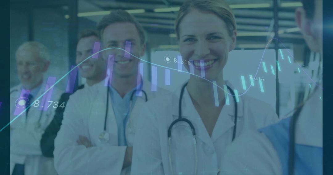 Healthcare Professionals Analyzing Data Trends in Hospital
