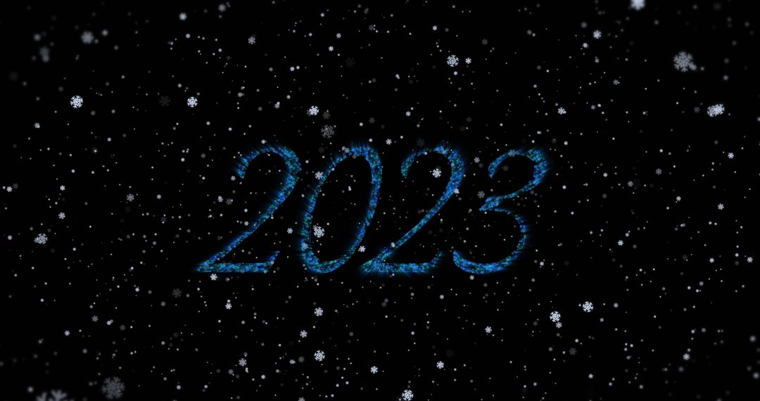 Sparkling 2023 Amidst Falling Snowflakes