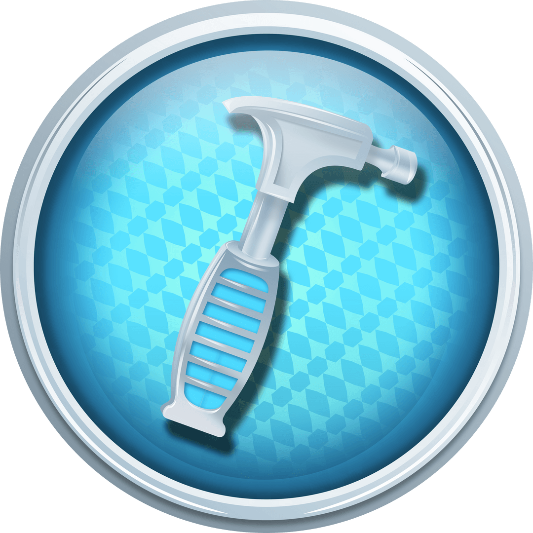 Transparent Vector Illustration of Hammer Icon on Blue Circle