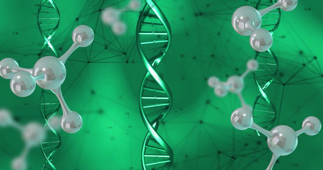 Digital Green DNA Helix and Molecule Structure