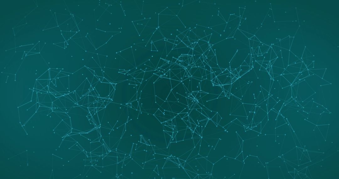 Abstract Digital Network with Interconnected Lines and Dots on Green Background