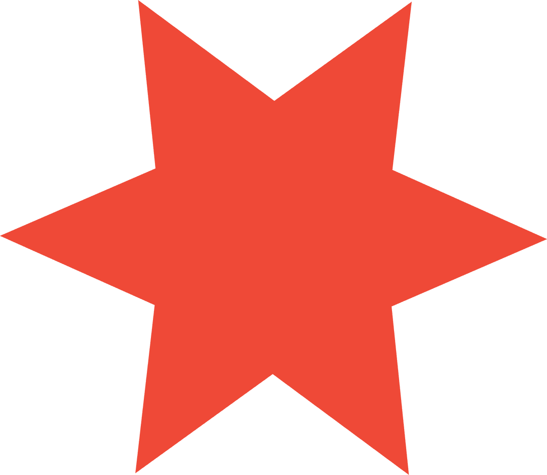 Red Six-Pointed Star on Transparent Background