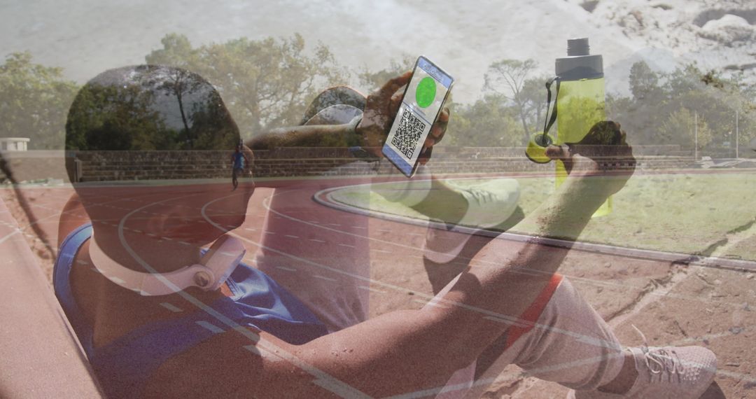 Man with Vaccination Passport Overlaid on Runner