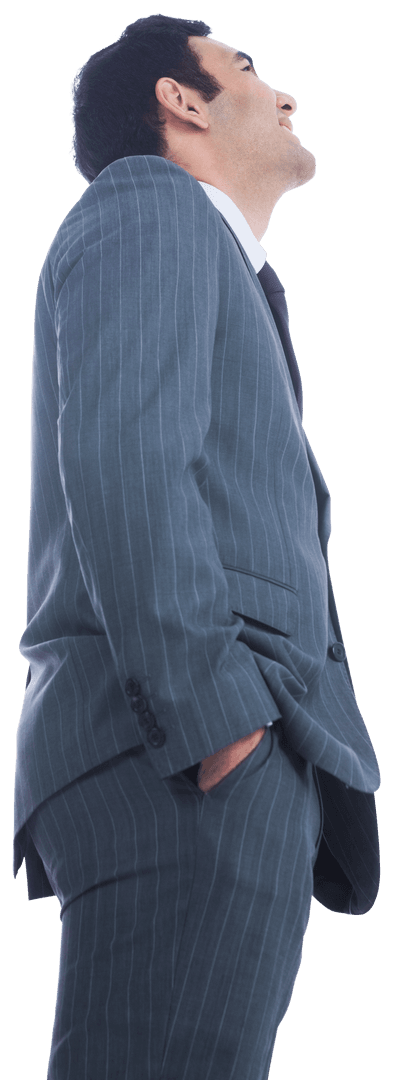 Transparent Businessman Looking Up Showcasing Confidence