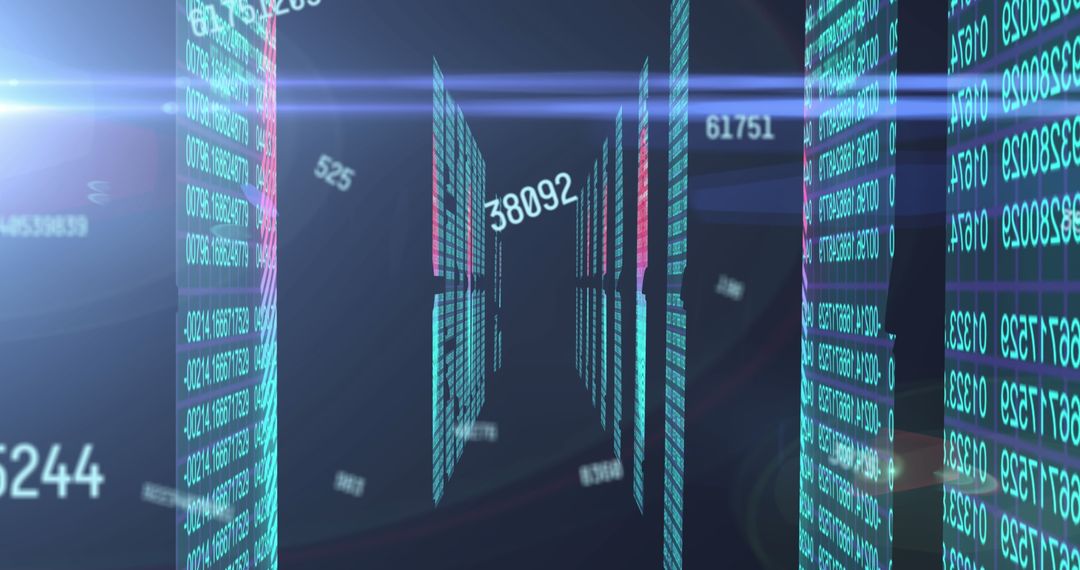 Futuristic Digital Numbers Flow in Data Center