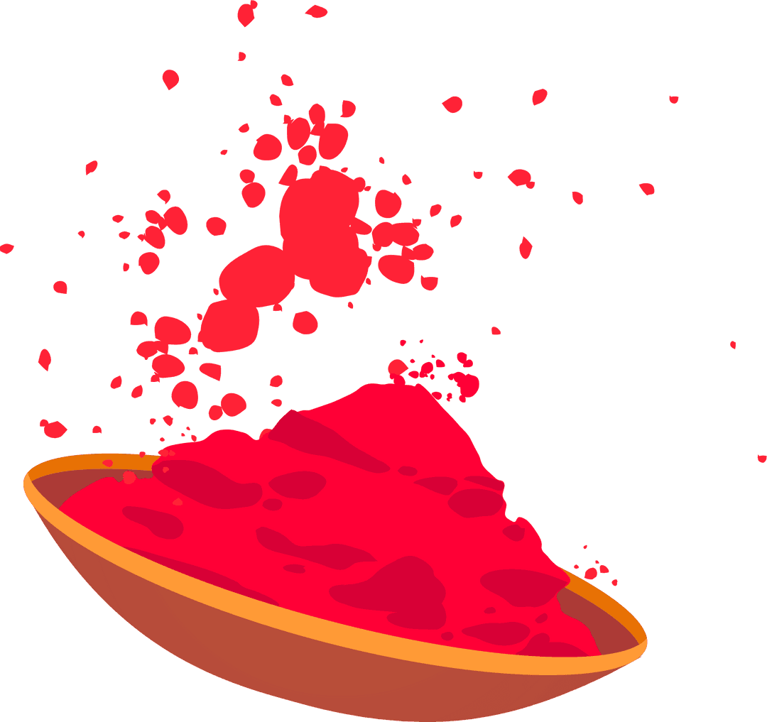 Vibrant Red Powder in Orange Bowl on Transparent Canvas