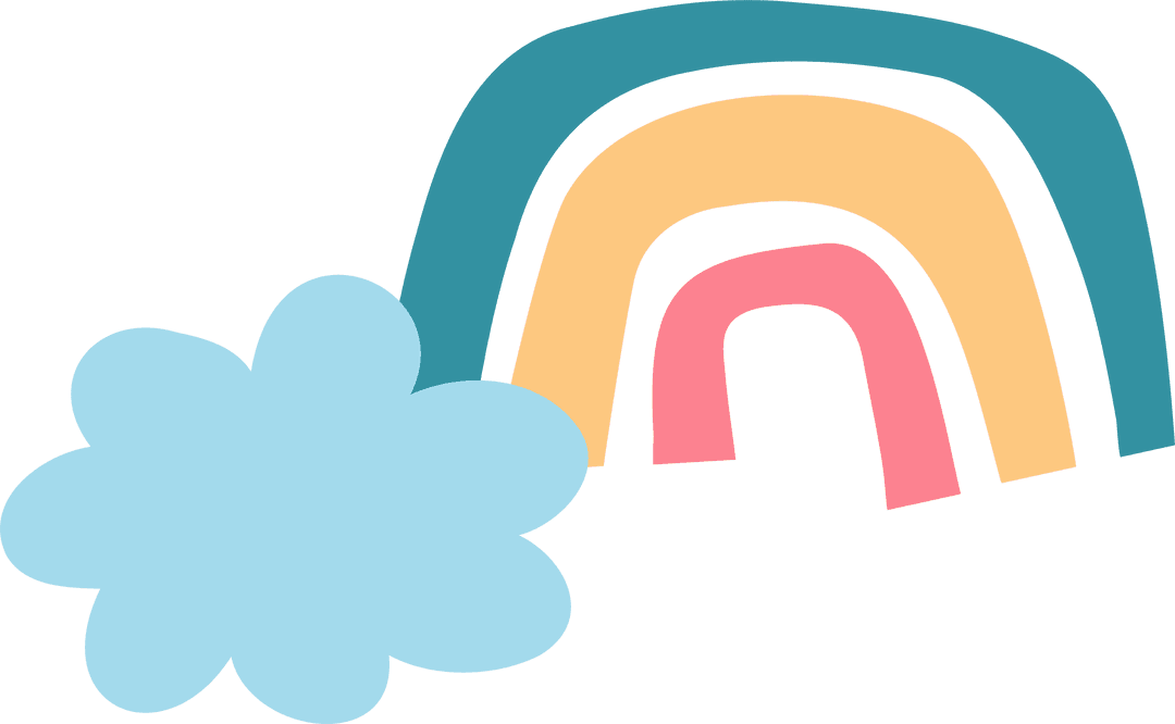 Whimsical Pastel Rainbow and Cloud on Transparent Background