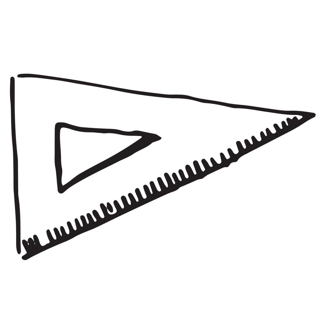 Hand-Drawn Set Square Illustration on Transparent Background