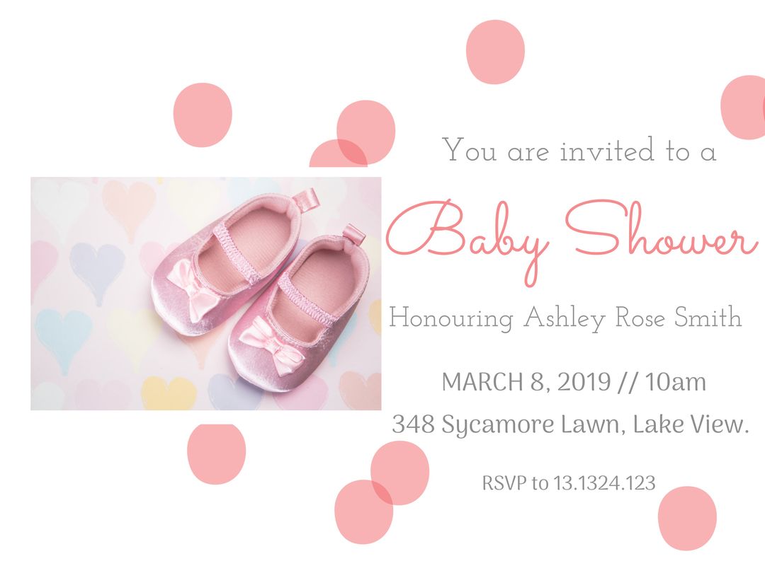 Adorable Pink Shoe-Themed Baby Shower Invite for Girl Celebrations - Download Free Stock Templates Pikwizard.com