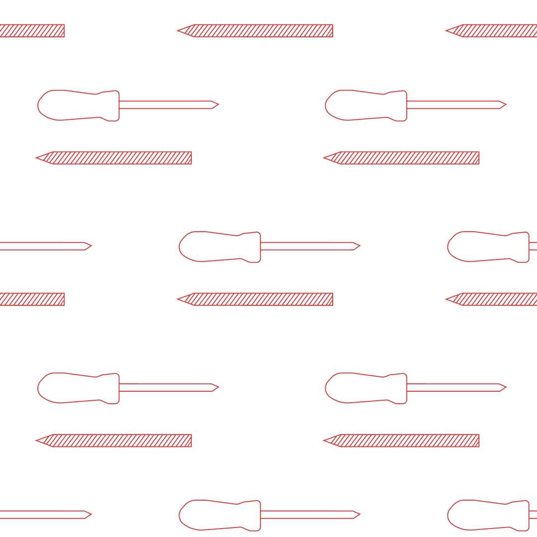 Seamless Pattern of Red Screwdriver Silhouettes on Transparent Background