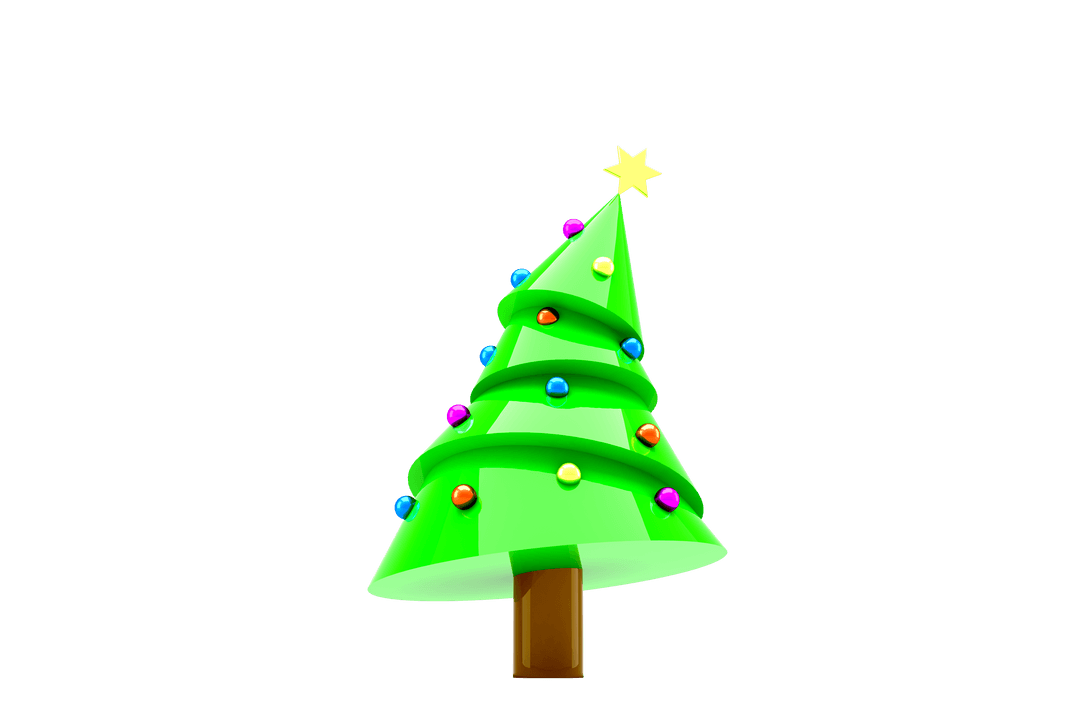 Transparent Christmas Tree Illustration with Star and Ornaments