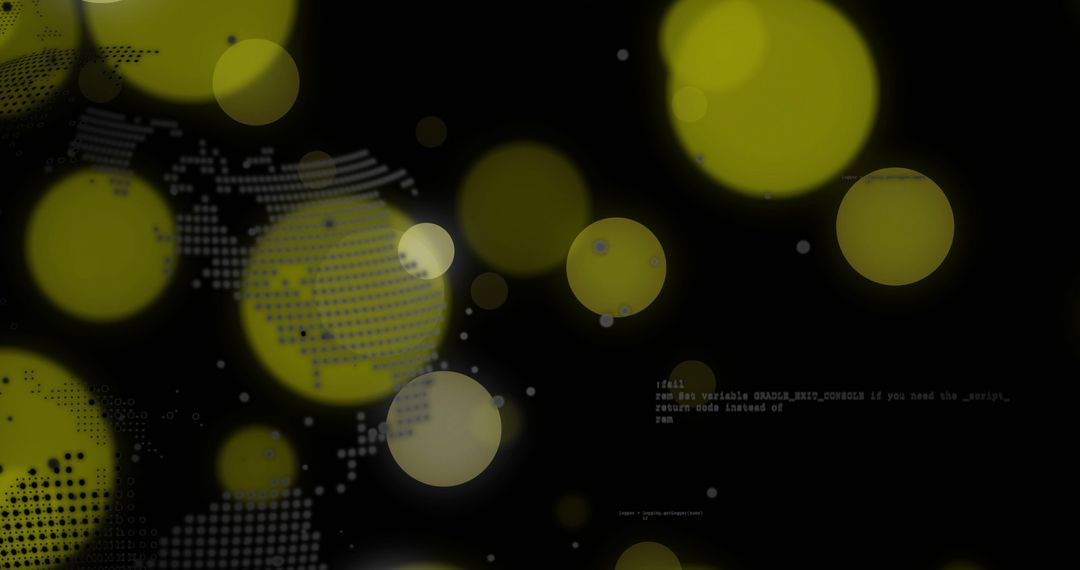 Futuristic Interface with Yellow-Green Circles and Monospace Code