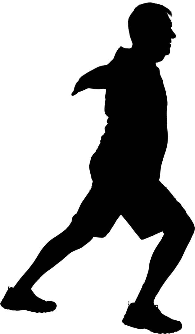 Transparent Side View Man Exercising with Dumbbells at Gym