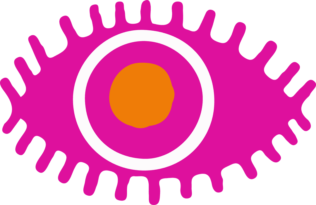 Vibrant Geometric Eye with Orange Dot on Transparent Background