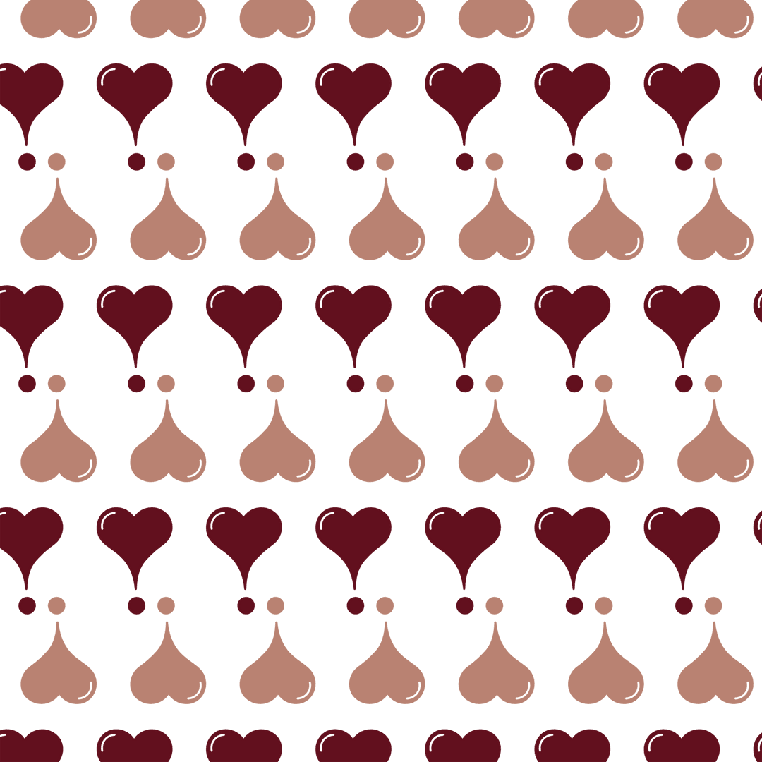 Seamless Heart-Shaped Brown Pattern Transparent Background Illustration