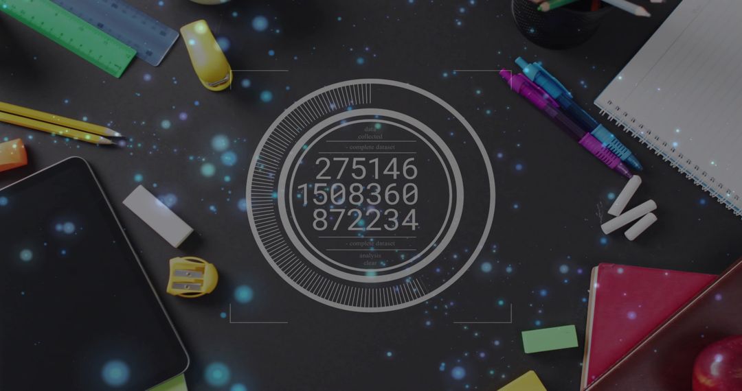 Futuristic Digital Display on Creative Desk Workspace