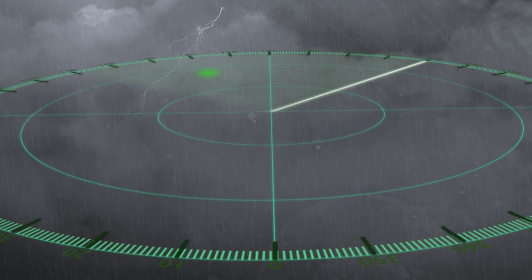 High-Tech Radar Scanning Stormy Sky with Lightning Bolts