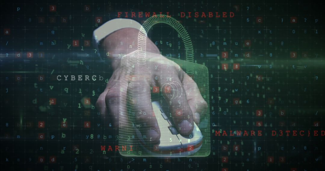 Cybersecurity Threat Concept with Digital Lock and Codes